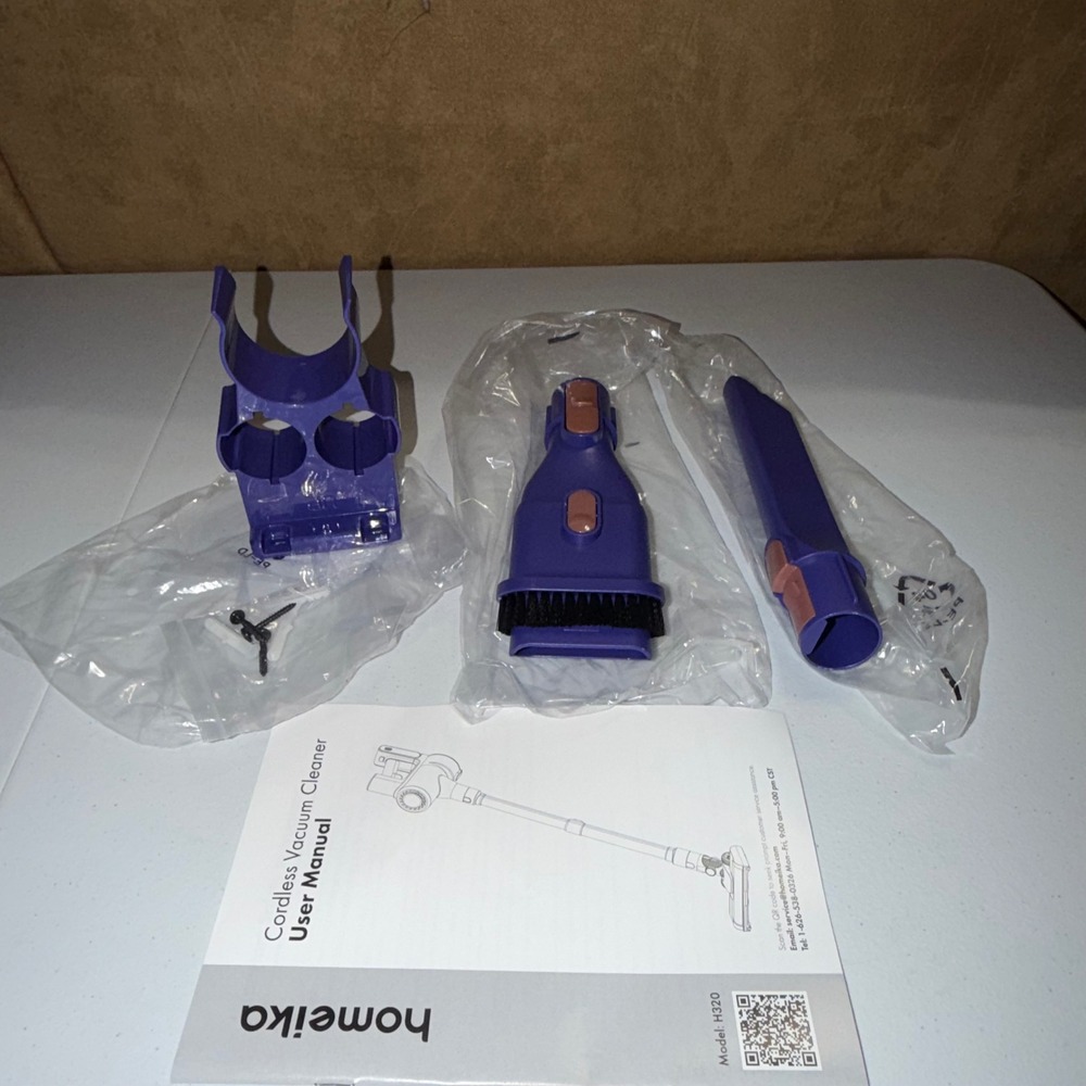 Homeika H320 Cordless Vacuum Accessories Purple Set Wall Mount Tools Manual
